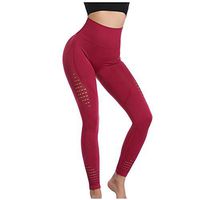 Women's Yoga Leggings, Womens High Waisted Seamless Leggings Hollow Out Yoga Pants Gym Workout Tights Tummy Control（Red，S）