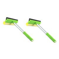 2 in 1 Window Cleaning Mesh Scrubber and Professional Window Squeegee Washing Tools of Car Glass Cleaning (Squeegee with Handy Pole（Set of 2）