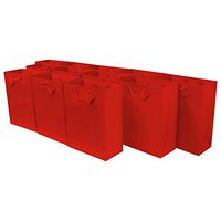 10x5x13" 12 Pcs. Large Red Paper Gift Bags with Handles, Party Favor Bags for Birthday Parties, Weddings, Holidays and All Occasions