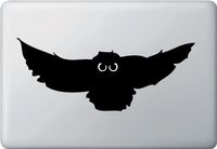Owl with Backlit Glowing Eyes - Vinyl Laptop Decal (Black)