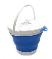 SAMMART Set of 2-10L (2.64Gallon) Collapsible Fishing Bucket Locking Lid, 31cm Dia. (2, Blue)