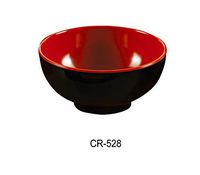 Yanco CR-528 Black and Red Two-Tone Soup Bowl, 22 oz Capacity, 3.25" Height, 6.75" Diameter, Melamine, Black/Red Color, Pack of 48