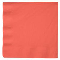 Club Pack of 600 Solid Coral Pink 2-Ply Disposable Paper Party Luncheon Napkins 6.5"