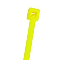 NTE Electronics 04-075013 Nylon Cable Ties, Standard, 50 lb. Tensile Strength, 7.56" Length, 0.180" Width, 0.052" Thickness, Fluorescent Yellow (Pack of 100)