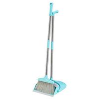 Long Handled Broom Dustpan Upright Standing Brooms and Dustpans Comb Tooth Design High Capacity Highs Toughness PET Broom Wire Upright Storage Home Office Floor Use