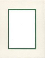 24x36 Double Acid Free White Core Picture Mats Cut for 20x30 Pictures in Cream and Bright Green