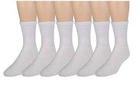 Women's Diabetic Socks - Loose Crew Fit For Better Circulation By Zeke (9-11 Sock/4-10.5 Shoe, 6 Pk White)