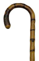 Ladies Crook Cane Scorched With Bamboo Carving Maple  -Affordable Gift! Item #DHAR-17000