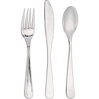 Club Pack of 288 Shiny Metallic Silver Party Plastic Cutlery Assortment 8.27"