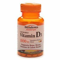 Sundown Naturals Chewable Vitamin D3 1000IU, Tablets, Strawberry-Banana 120 ea
