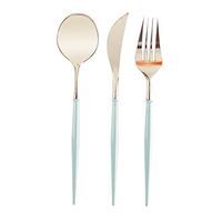 Disposable Plastic Utensils | Plastic Cutlery Set for Parties |20cm Plastic Cutlery Spoon Gold-Plated Silver-Plated Black Three-Piece Disposable Tableware - 5 Sets,5 Spoons 5 Knives 5 Forks (H)