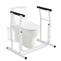 COSTWAY Medical Bathroom Toilet Rail Grab Bar and Commode Safety Frame Handle for Elderly, Senior, Handicap & Disabled - Padded Handrails, White