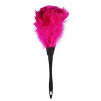 Soft Turkey Feather Duster Brush With Black Handle Home Furniture Car Cleaning Tools (Color : Rose Red)