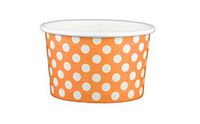 Black Cat Avenue Paper Ice Cream Cups, Polka Dot, Orange, 4 Ounce, 50 Count