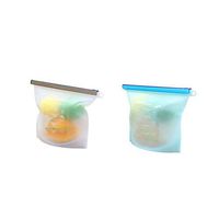 Oraunent Reusable Silicone Food Bags Snack Storage Bags Sandwich Bags Set of 2 Pack Blue White