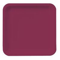 Creative Converting Touch of Color 18 Count Square Paper Dinner Plates, Burgundy
