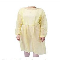 Pack of 10 Disposable Isolation Gowns with Elastic Cuff, Knitted Cuff, Late x- Free, Non-Woven, FluidResistant, Dental, Hospital, Industries, ONE SIZE FITS ALL(10 PCS=1 Bag), Yellow