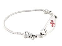 Women's Medical Alert ID Bracelet - Beaded Pan-Dorra Type, Custom Engraving Included - Red, Size 7.75
