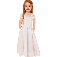 Swiusd 0-6T Toddler Child Baby Girls Church Wedding Party Dresses Elegant Solid Color Lace Embroidery Sleeveless Maxi Dresses (White, 18-24Months)