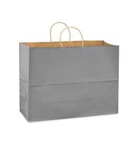Gray Bags, Extra Large Kraft Paper Gift Wrap Shopping Bags, (Vogue Size 16W x 12H x 6), 25 Bags, Made in USA
