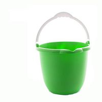 ECO-Plastic™ Buckets with Ergonomic Bottom and handling 2,5 Gallon. Green Color. 5 Pack, Made in U.S.A.