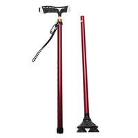 Folding Cane, Walking Stick for Women and Men Adjustable Height Aluminum Alloy Elderly Safety Walks Stick with T Handle Led Light 4-pronged Pivot Base