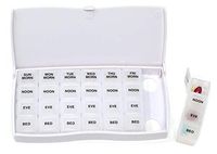 Traveling Medicine Tray - Weekly 4X a Day Pill Organizer in a Secure Travel Case (Small, Translucent Pill Boxes)