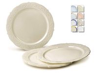 " OCCASIONS" 40 Plates Pack, Vintage Party, Disposable Wedding Party Plastic Plates (7.5'' Appetizer/Dessert Plate, Portofino in Ivory)
