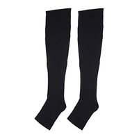 SUPVOX Knee High Compression Stockings Open Toe Firm Legware Calf Compression Sock Sleeve for Men Women L/XL (Black)