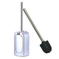 Bretoes Toilet Brush and Bracket Wall-Mounted Bathroom Cleaning Brush, Compact Toilet Brush Set for Small Spaces(Silver)
