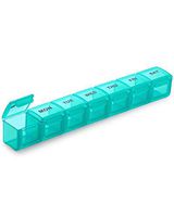 BUG HULL Small Pill Organizer for Travel, Portable Weekly Pill Box, 7 Day Pill Case, Daily Medicine Organizer for Vitamins, Fish Oils, Supplements