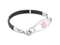 Women's Medical Alert ID Bracelet Custom Engraving Included - Interchangeable, Stainless Steel - Triple Skyway - Pink, 8.75"