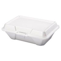 Foam Carryout Containers, 9 1/5 x 6 1/2 x 3, White, 100/Bag, 2 Bags/Carton (9 Cartons)