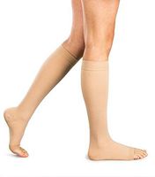 Amazon Brand - Solimo Open Toe Compression Socks, Beige, 15-20mmHg, XXL, 1 Pair