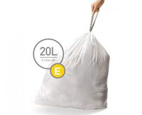 simplehuman Code E Custom Fit Drawstring Trash Bags, 20 Liter/5.2 Gallon, 12 Refill Packs (240 Count)