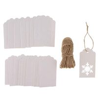 100pcs Christmas Gift Tags Kraft Paper Tags Xmas Snowflake Hang Tags with Jute Twine Hanging Gift Wrap Tags Cards Label Xmas Tree Decor - White