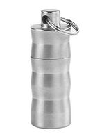 AIBER Mini Titanium Pill Fob Waterproof Holder Pendant Pill Case with Chain (Round)