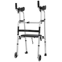 Rollator Walkers for Seniors with Seat and Arm Support Folding Slides Rolling Ultra Walker with Wheels and Hand Grip Adjustable Lightweight Travel Walking Frames Aluminum Alloy (Size : 2 Wheel)