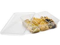 Clear Food Containers - 64 oz Rectangle W/3 Dividers Containers 9x7x2-3/8" - (100 Per Pack) - WRAPS-REC64D3