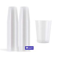 10 oz Hard Plastic Cups, 60 Premium Clear Disposable Tumbler Cups Glasses for Parties