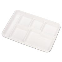 Chinet Heavy-Weight Molded Fiber Cafeteria Trays, 6-Comp, 8 1/2 x 12 1/2, 500/Carton