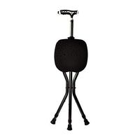 WXQ-XQ Best Cane Stool Golf Walking Seats Retractable Lightweight Walking Stick with LED Light for Elderly Outdoor Travel Rest Stool Folding Chair (Black Crutch with Seat)