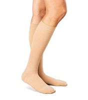 Amazon Brand - Solimo Closed Toe Compression Socks, Knee High, Beige, 15-20mmHg, L, 1 Pair