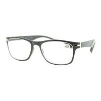 Magnified Reading Glasses Rectangular Flexible Plastic Frame Light Gray +1.00
