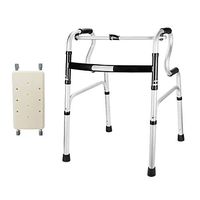 Elderly walker Walker 2 Wheel Walker Assisted The Elderly Walking Support Frame Collapsible Lightweight Walker with Seat Bath Board FANJIANI (Color : Without Wheels, Size : with Bath Plate)