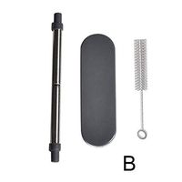 Adealink Reusable Collapsible Drinking Straws Stainless Steel Straw with Brush Portable Storage Box