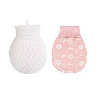 Hxibod Water Injection Hot Water Bottle Knit Cloth Set Portable Pineapple Hand Warmers Student Silicone Warm Water Bag,C