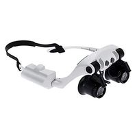 PUAO Hands Free Headband Magnifier with LED Light -10X 15X 20X 25X Zoom Detachable Lenses-Head Mounted Head Magnifying Glasses with LED Light (200 * 170 * 70mm/7.9''×6.7''×2.8'', Black & White)