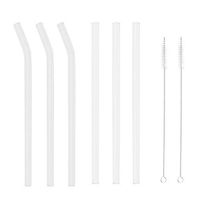 Sikye Glass Drinking Straws Set,Reusable Glass Smoothie Straws for Milkshakes Frozen Drinks,3X Straight + 3X Bent + 2X Cleaning Brushes (White)