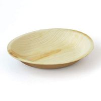 NATURAWARES 7 inches Eco-Friendly Disposable Palm Leaf Round Plates Pack of 25 Heavy Duty Biodegradable Wooden Dinnerware Suitable for House Parties Catering | Round | Light Brown